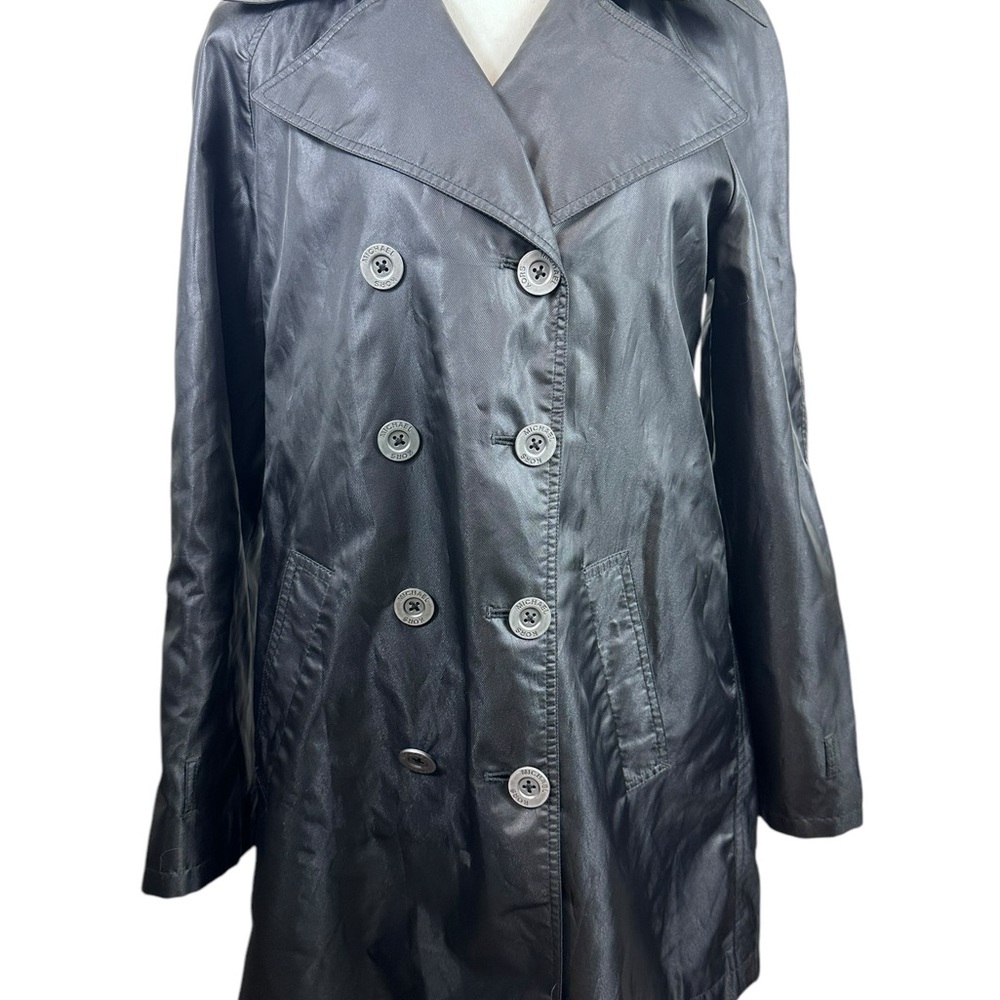 Michael Kors black shiny raincoat size medium - Picture 3 of 12